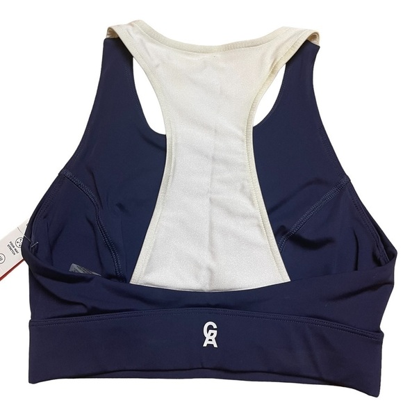 NWT GOOD AMERICAN Navy and White Core Power Sports Bra - Size 0 - Picture 2 of 9
